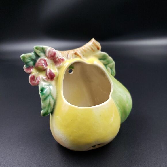 Wall Pocket Planter Pear Fruit Vtg Japan Glazed Painted Ceramic Art Pottery Vase - Picture 13 of 15